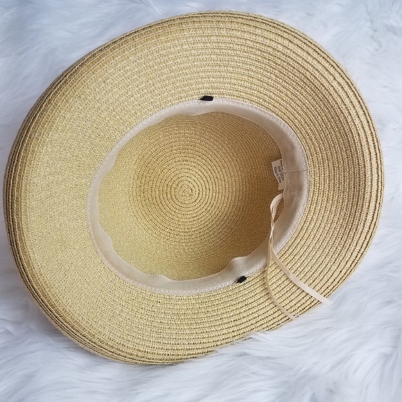 Round Straw hat with satin lace - Picture 3 of 4